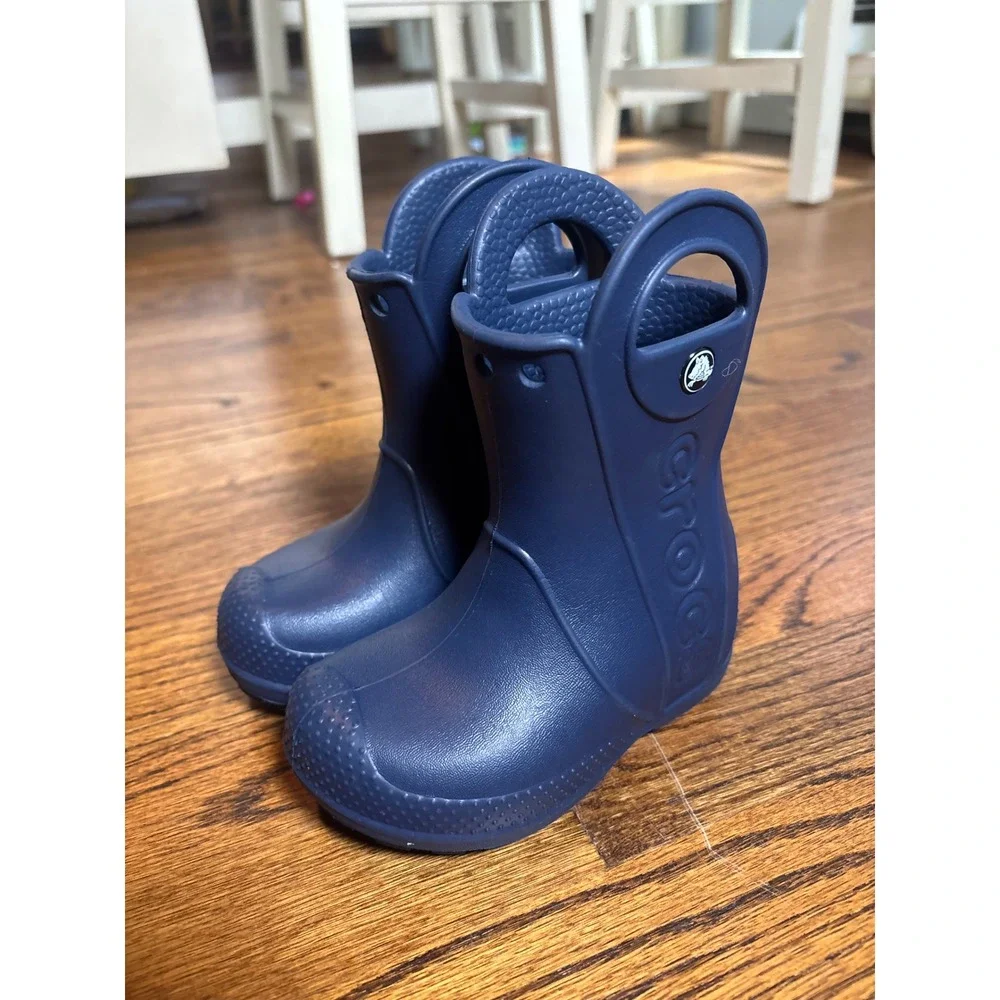 Crocs Handle It Rain Boots Kids C6 Navy Waterproof Toddler Pull On